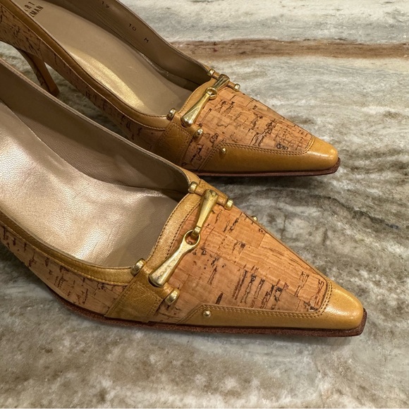 Stuart Weitzman Shoes - Stuart Weitzman NWOB Cork Pointed Toe Pumps - Gold Horsebit Detail - 10M